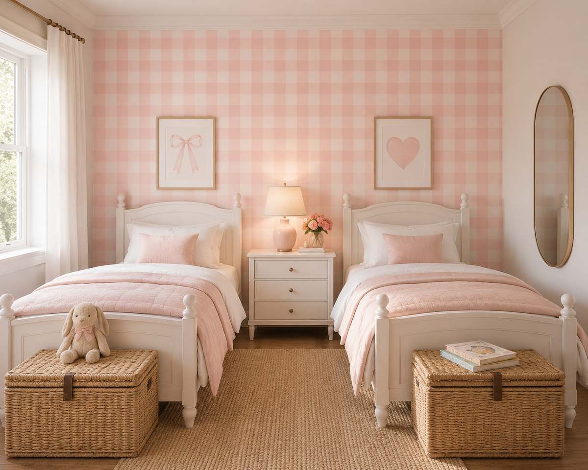 Blush Gingham - feature wallpaper