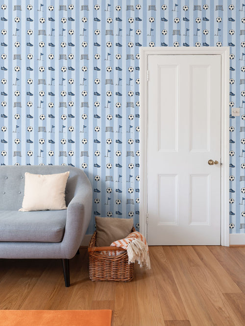 Blue strikers - children’s wallpaper