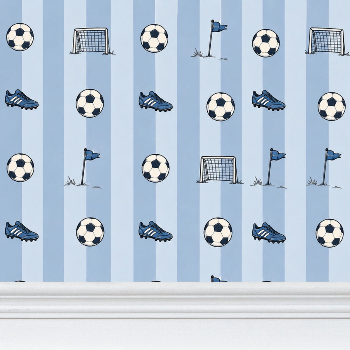 Blue strikers - children’s wallpaper