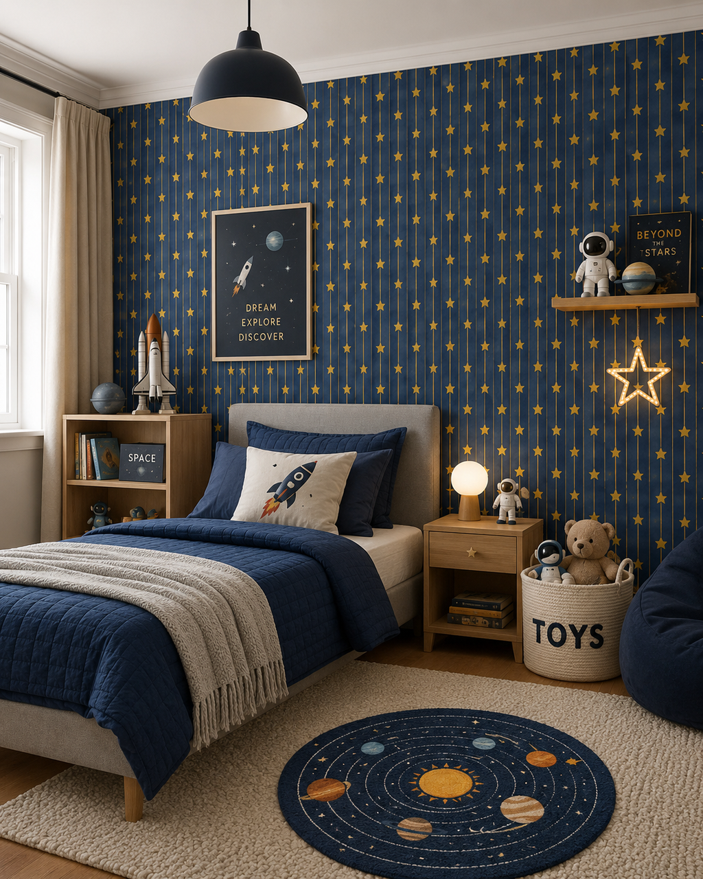Midnight stars - children's wallpaper