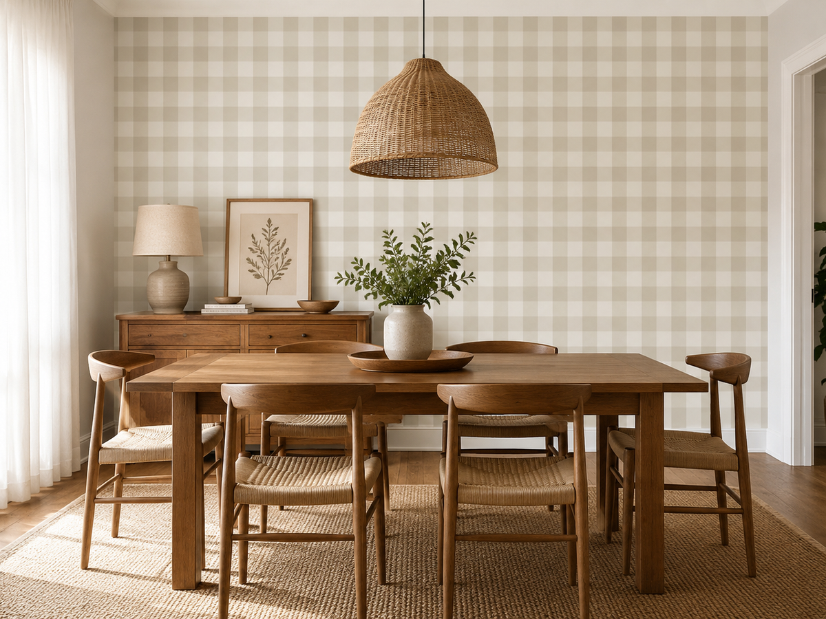 Biscuit Gingham - feature wallpaper