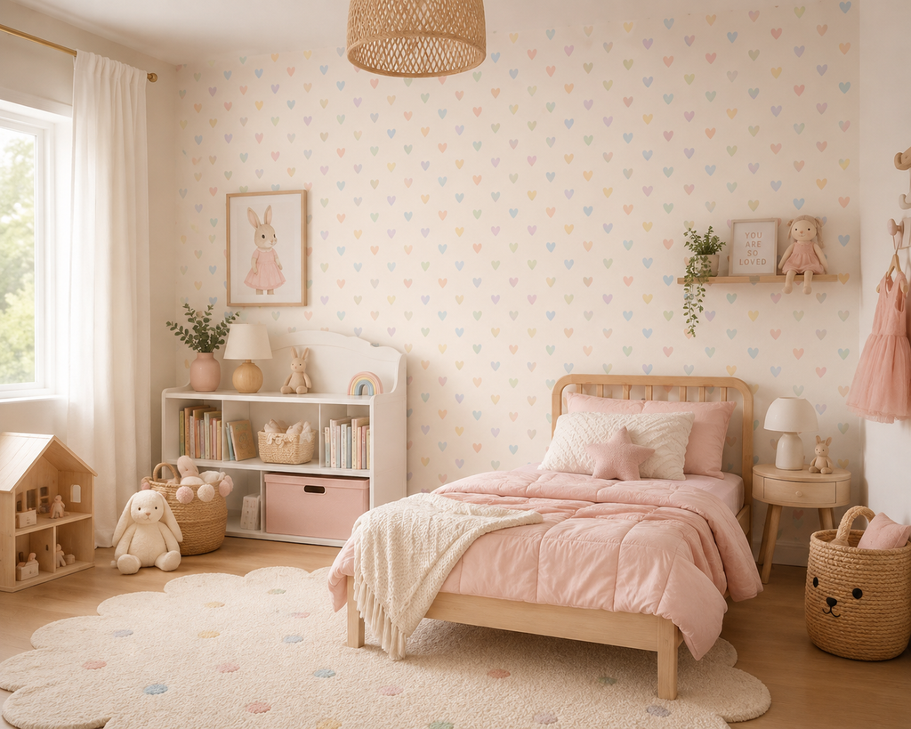 Heart & Home rainbow - children's wallpaper